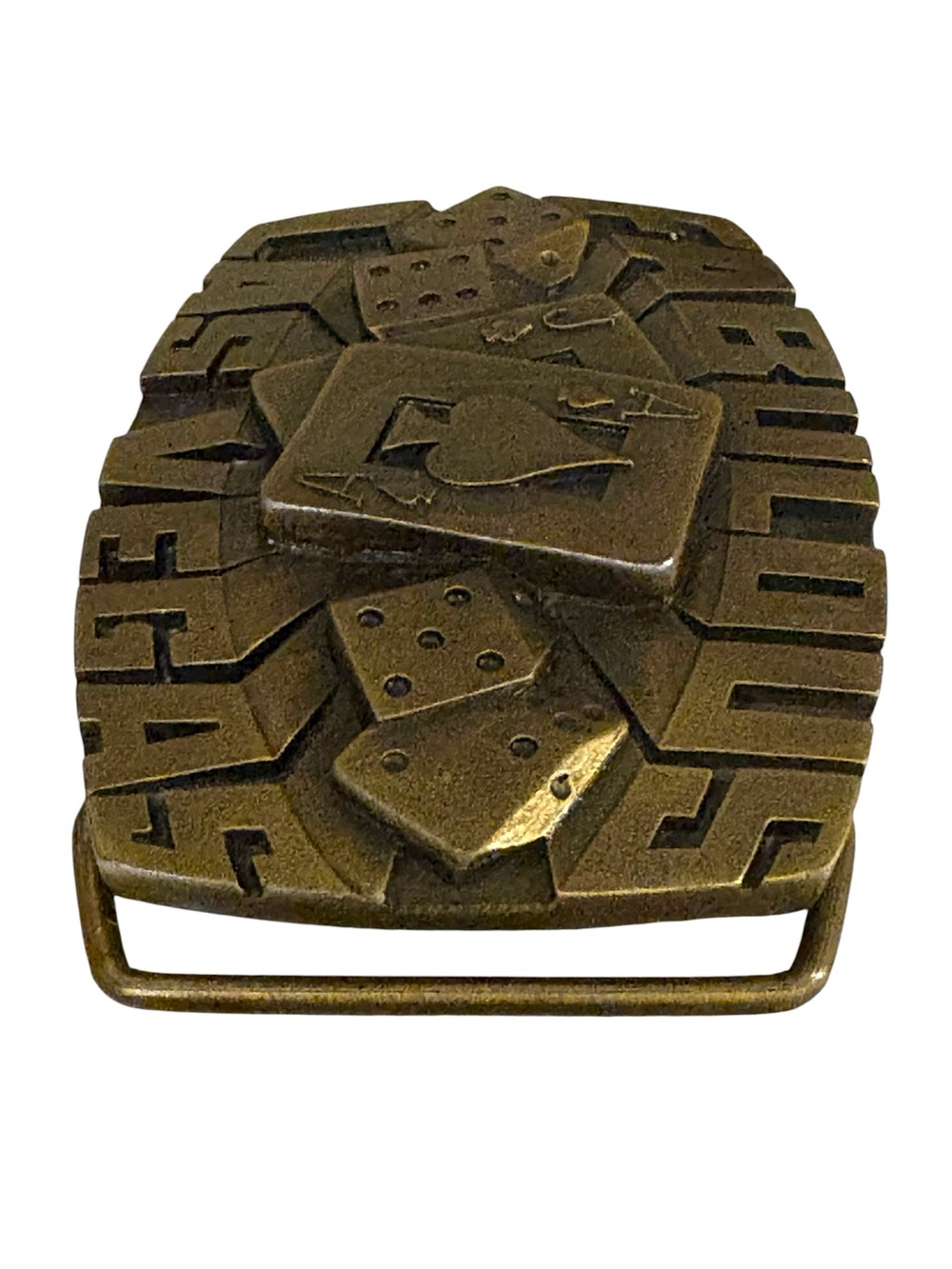 Vintage 1980 LAS VEGAS ( Dice/Cards) Gambling Belt Buckle Solid Brass - Picture 4 of 11